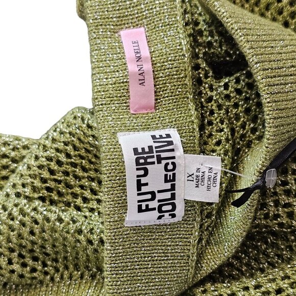 Future Collective x Alani Noelle Metallic Green Knit Skirt Size 1X Plus Size NWT - Picture 8 of 11